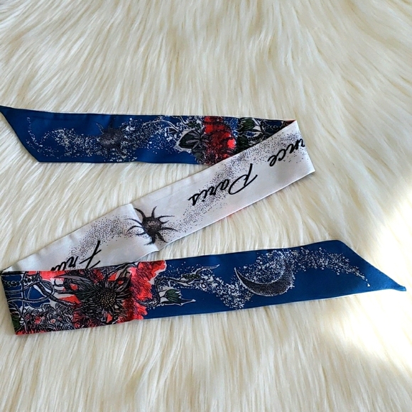 New France Paris Silk Skinny Scarf Twilly - Picture 1 of 4